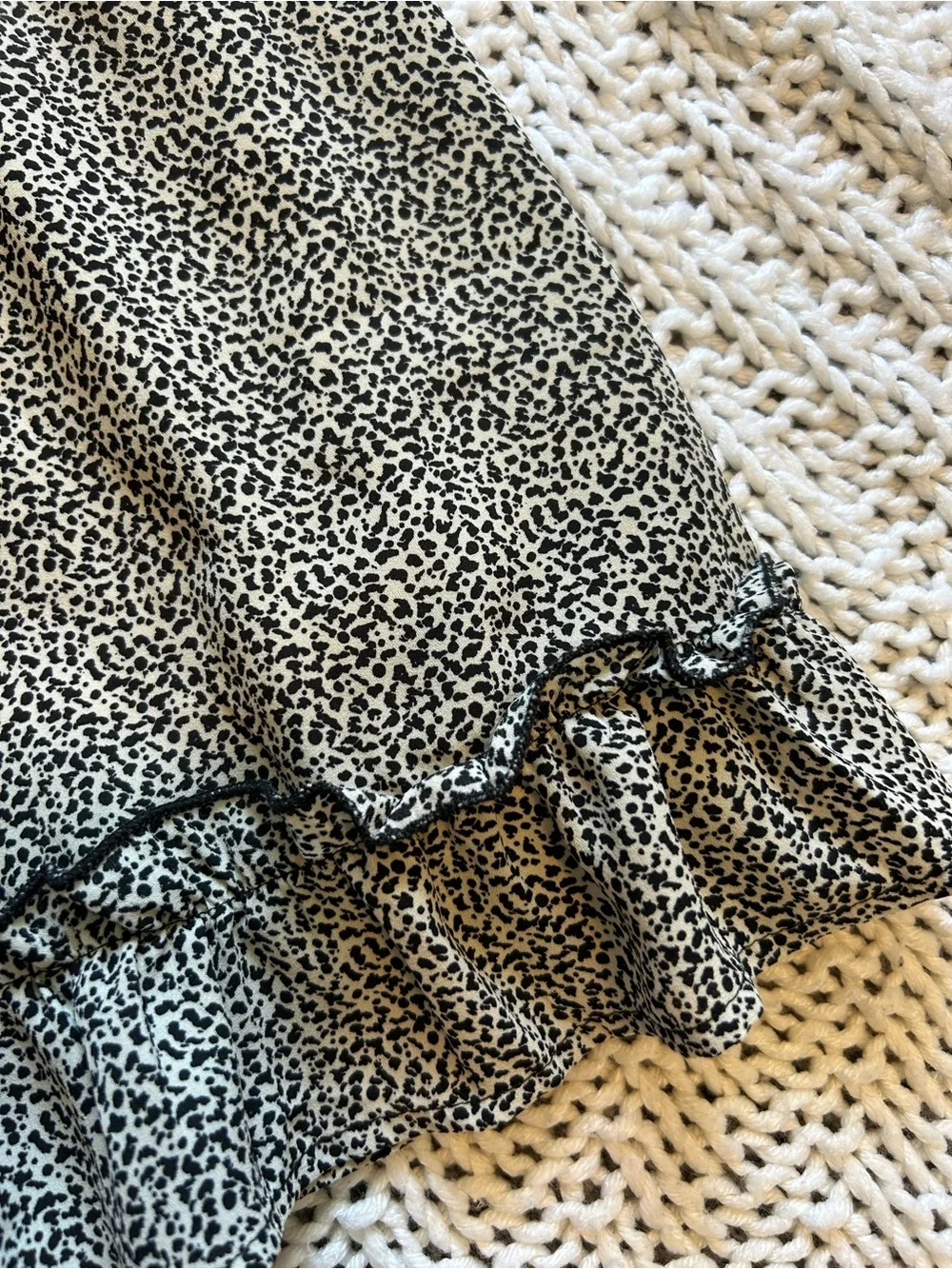 Sienna Sky Black & White Microdot Ruffle-Hem Dress